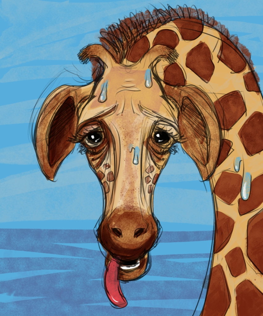 Kinderbuch Vorentwurf des Covers von Gaia die Giraffe