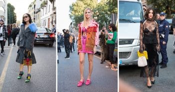 street style e outfit fuori dalla sfilata di Prada