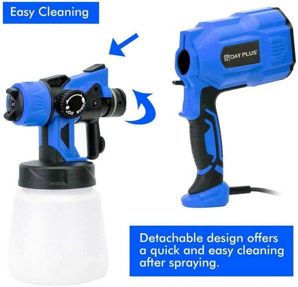550W HVLP Home Electric Spray Gun with 3 Spray Patterns Universal Paint Sprayer 800ml Detachable Tank Viscosity Measuring Cup Easy to Clean Adjustable Flow Control for Painting Auto Steel Furniture
