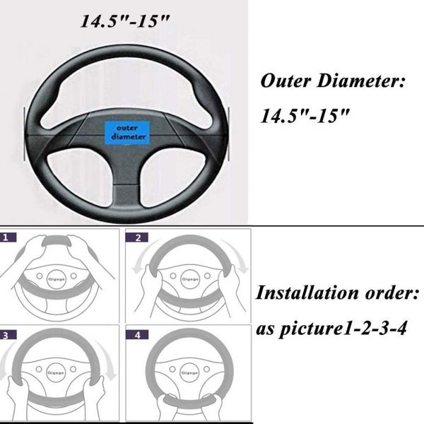 Steering Wheel Cover - Car Wheel Cover Leather, Sportage Universal Size M 37-38cm /14.5-15inch, Anti-slip, Breathable, Blue
