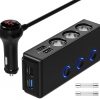 [Upgraded Version] QUICK CHARGE 3.0 Cigarette Lighter Adapter, CHGeek 120W 12V/24V 3-Socket Car Power DC Outlet Splitter with 8.5A 4 USB Charging Ports & LED Voltmeter Power Switch Car Charger-Black
