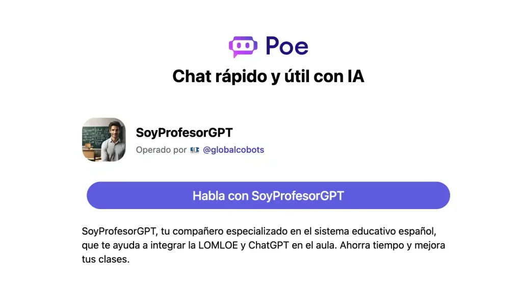 registrarse bot SoyProfesorGPT POE