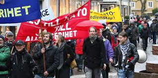 Protester på tre platser i Stockholmsområdet mot USA-Natos-Sveriges krigsövningar mot Ryssland i Norrbotten