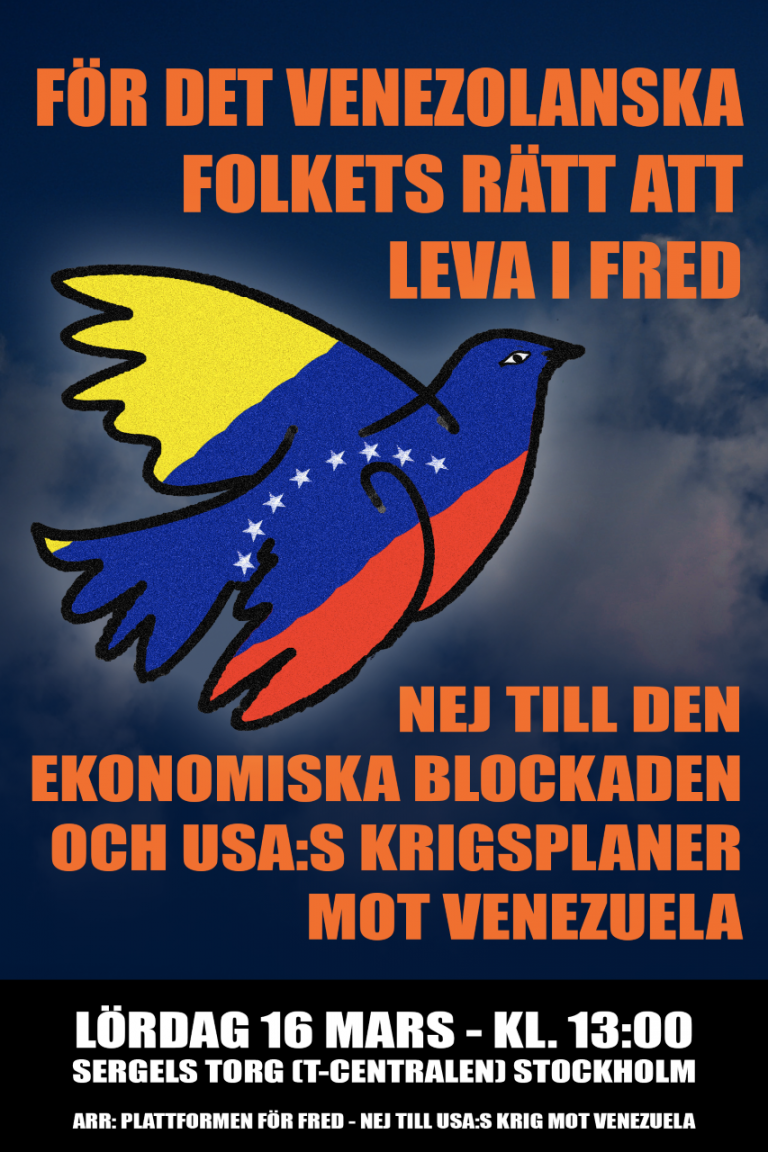 Kom till manifestation för fred i Venezuela  på Sergels torg kl 13!