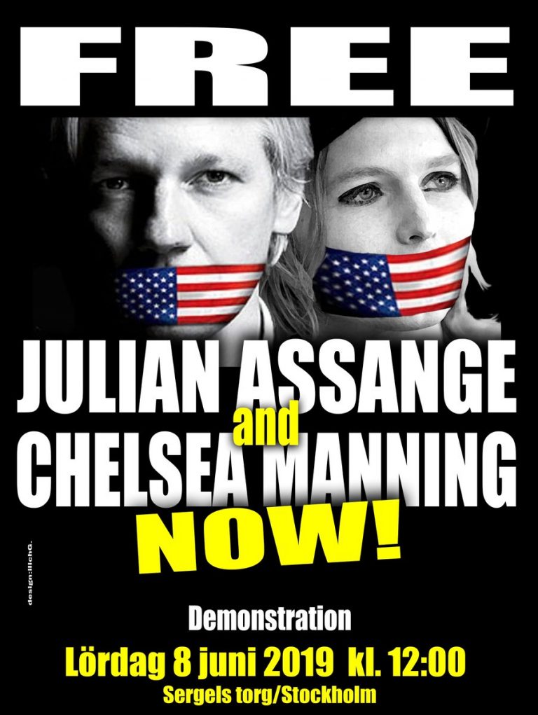 Färska solidaritetsmanifestationer för stöd till demokratiska visselblåsarna Julian Assange och Chelsea Manning!