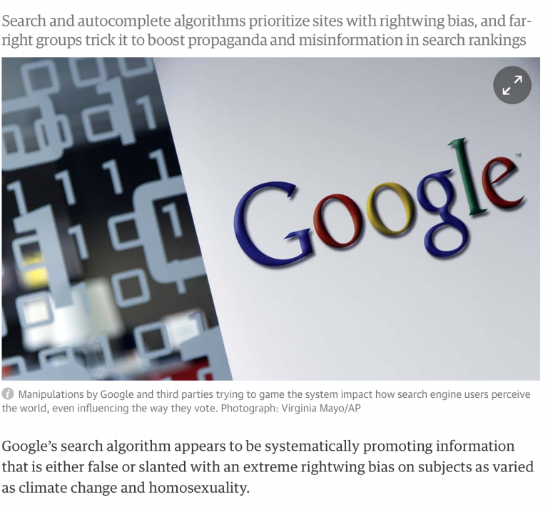 Googles politiska censur och styrning.