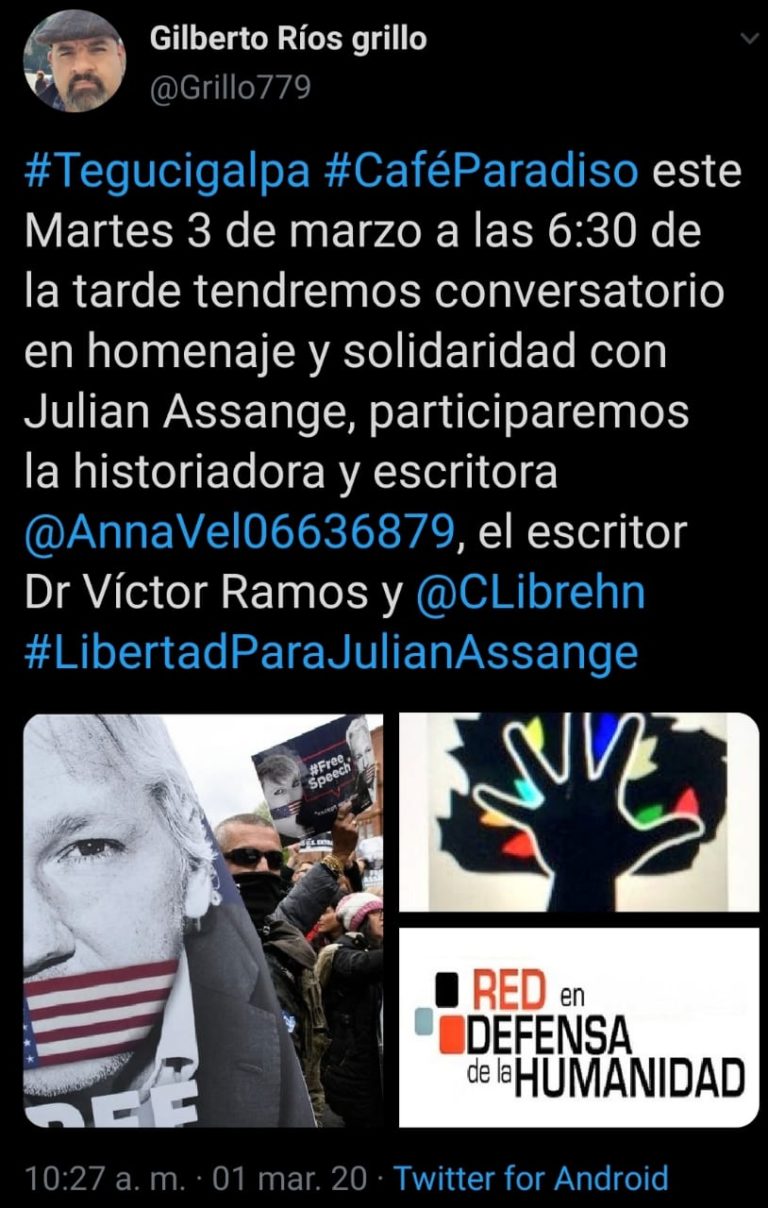 Solidaritet med Assange även i Honduras!