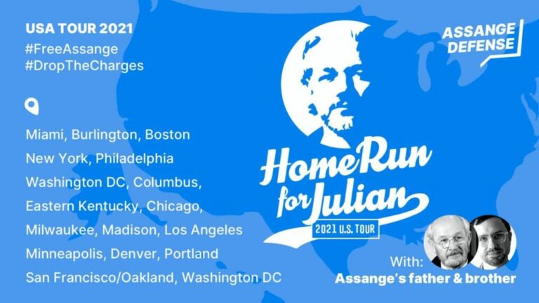 Julian Assanges far och bror är på turné i USA och uppmanar regeringen att upphäva sitt åtal