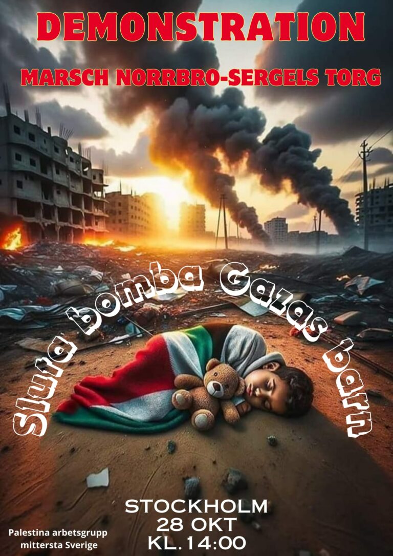 Odenplan kl 13! Solidaritet med Palestina! Kom!