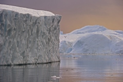 Greenland, Disko Bay. Ice cape in the afternoon light.