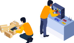 people auditing IT equipment