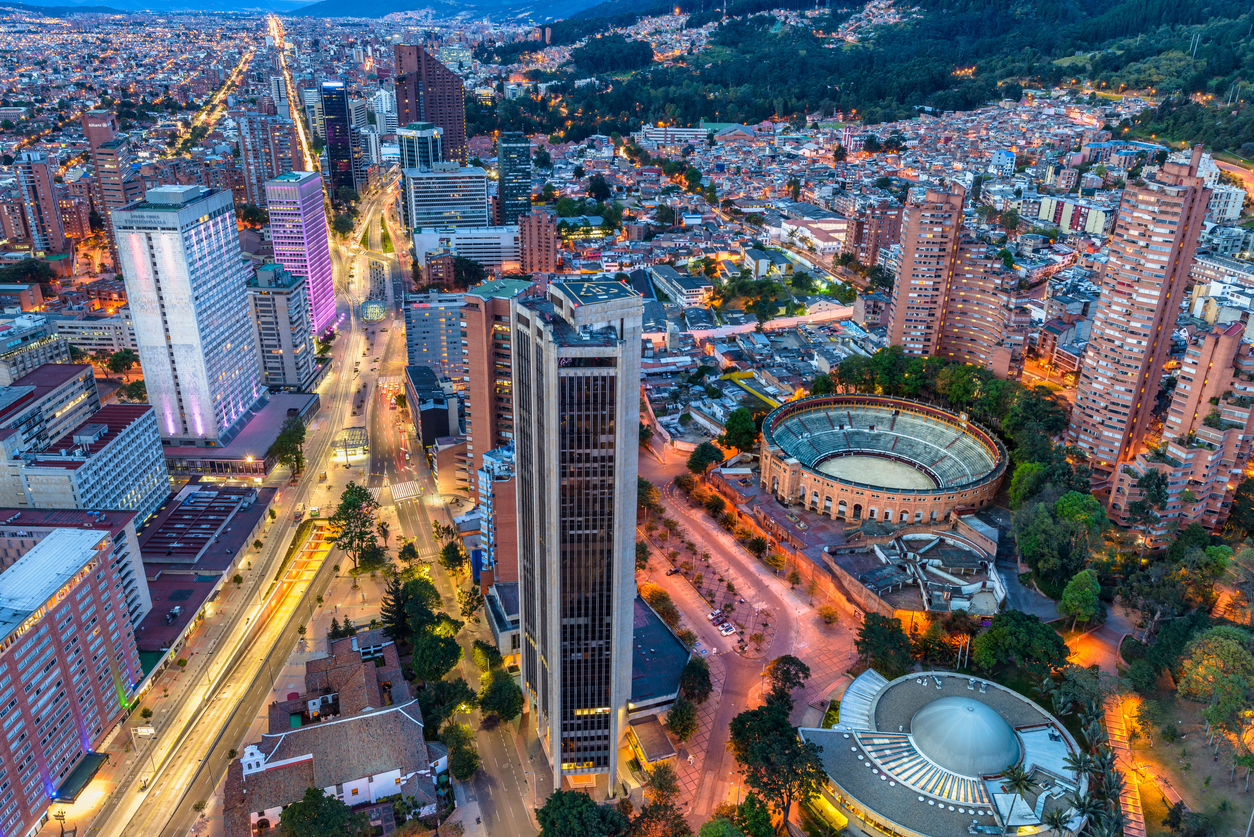 Bogotá, Colombia in evening light