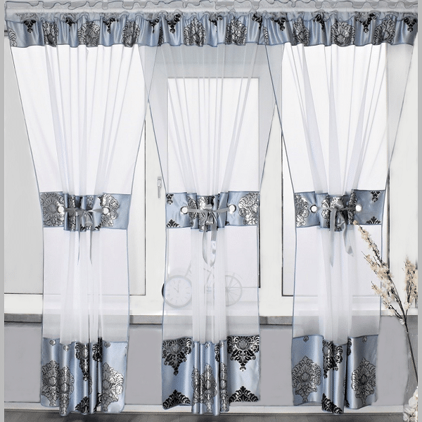 Glow Thuis - kant en klaar Mooie blauwe kleur 3 delig design vitrage