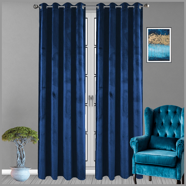 Glow Thuis - Gordijn verduisterend van hoge kwaliteit Fluweel – Donker blauw kleur - 250x140 cm)