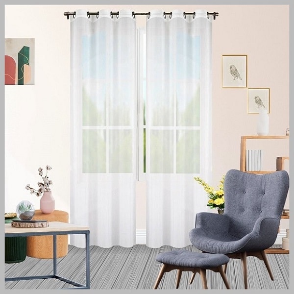 Vitrge Doorschijnend Vitrage Gordijn van hoogwaardig voile-materiaal -140x250 cm - Met Ringen