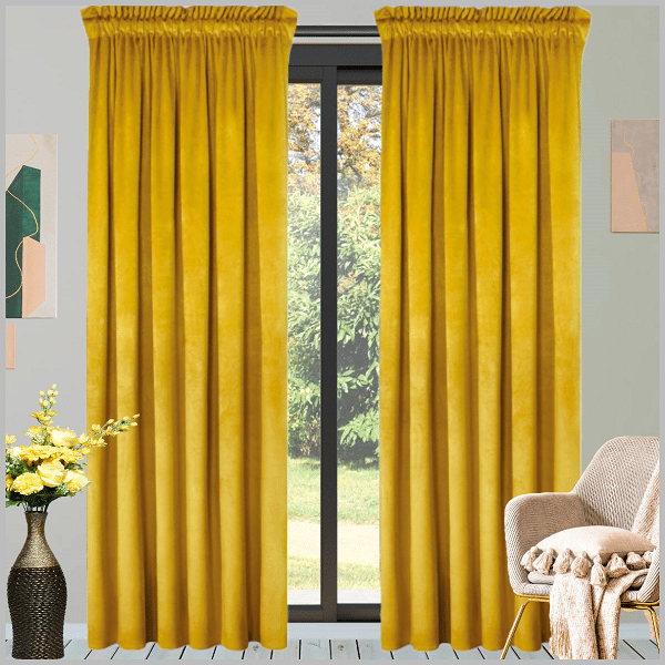 Glow Thuis - Gordijn Kant en klaar 80% Verduisterend Gordijn van hoge kwaliteit Fluweel – oud goud kleur Curtains - 135X250 cm