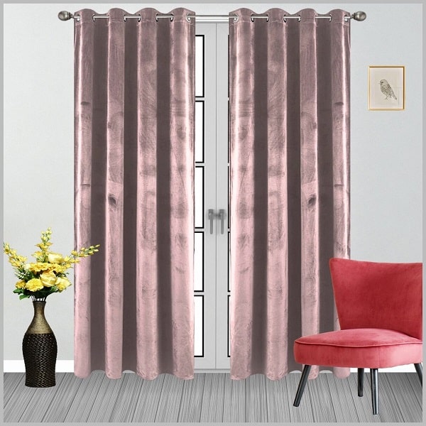 Gordijn verduisterend- Fluweel – Kant en klaar - Stoffige roze kleur - Met Ringen - 140x250 cm