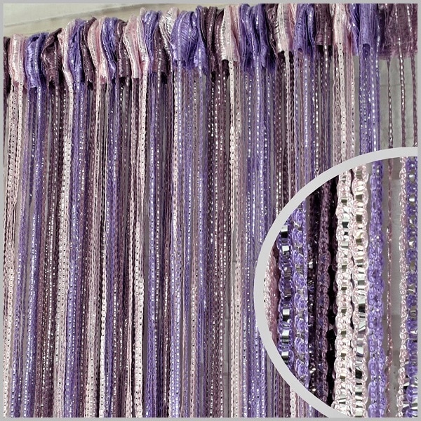 GO3.6 (Elegante Multikleur (paars en lichtroze) Draadgordijnen van hoogwaardig polyestergaren 300x250 cm+ Gratis Embrasse )
