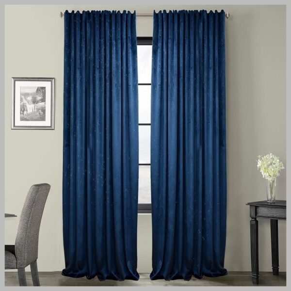 Gordijn verduisterend Blauw kleur Curtains met gloed- 140x260 cm