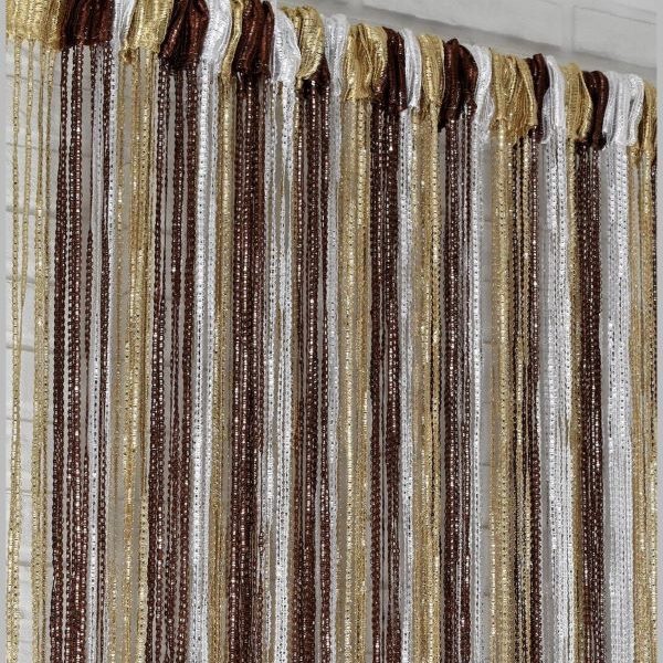 GO3.9 ( Elegante Multikleur (Bruin, zilver en goud) Draadgordijnen van hoogwaardig polyestergaren 300x250 cm)