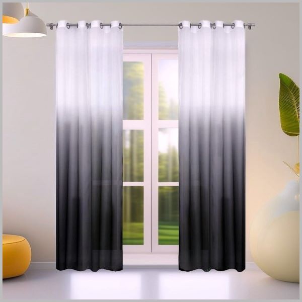 Vitrage Gordijn - Doorschijnend - voile-materiaal - wit en zwart kleur - Kant En Klaar- 145 x250 cm