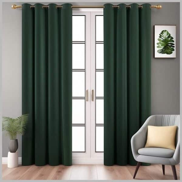 Glow Thuis - Fles groene kleur Verduisterende gordijnen - Blackout -Kant en klaar - gordijn - Met Ring Curtains - 140 x 250 cm- Prijs is voor 1 Stuk