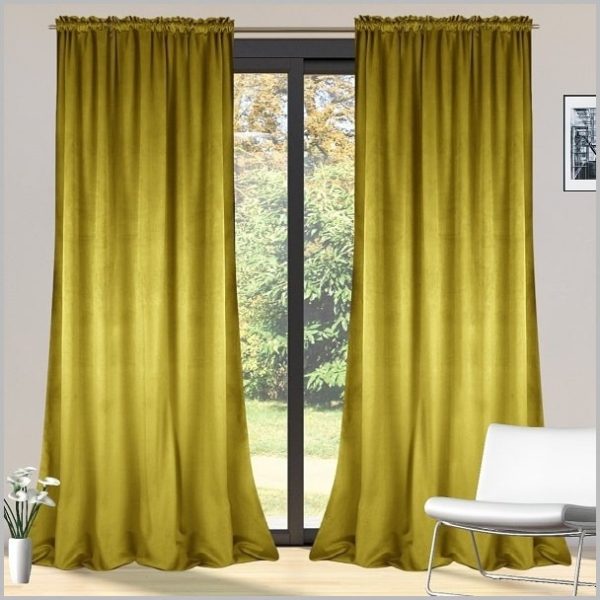 Gordijn verduisterend- Kant en klaar 70% - Hoge kwaliteit Fluweel – mosterd kleur Curtains  - 140x250 cm