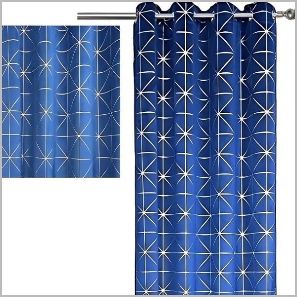 Gordijn verduisterend hoge kwaliteit Fluweel- Blauw en Zilver curtain - 140 X 260 CM