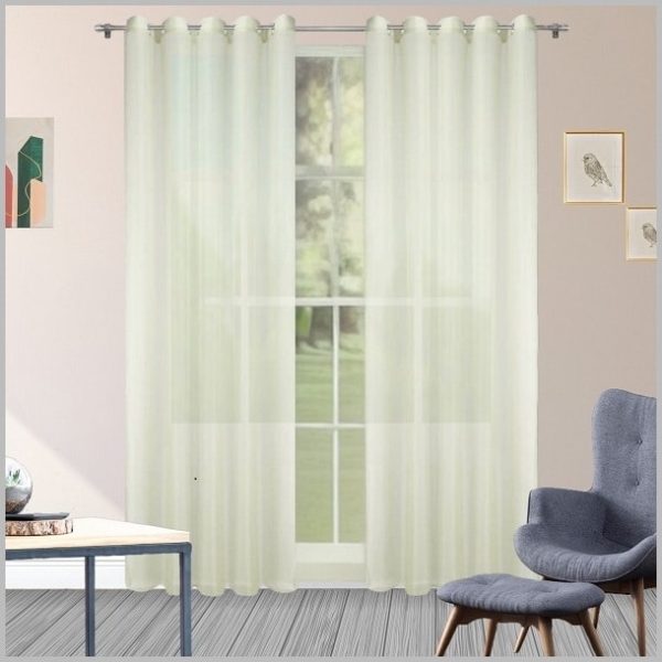 Glow Thuis - Vitrage Gordijn - 140x250 cm - Doorschijnend - voile-materiaal - Ecru - Kant En Klaar)