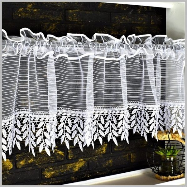 GO2.3 (Glow Thuis - Keuken Gordijn- Valletjes met gupuire- Vitrage Valletjes - wit vitrage gordijn - kant en klaar vitrage - plooien band - 60X150 cm)