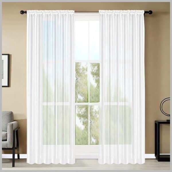 Glow Thuis - Vitrage - 140x270 cm - voile-materiaal - Kant en klaar - Decoratief- Wit)