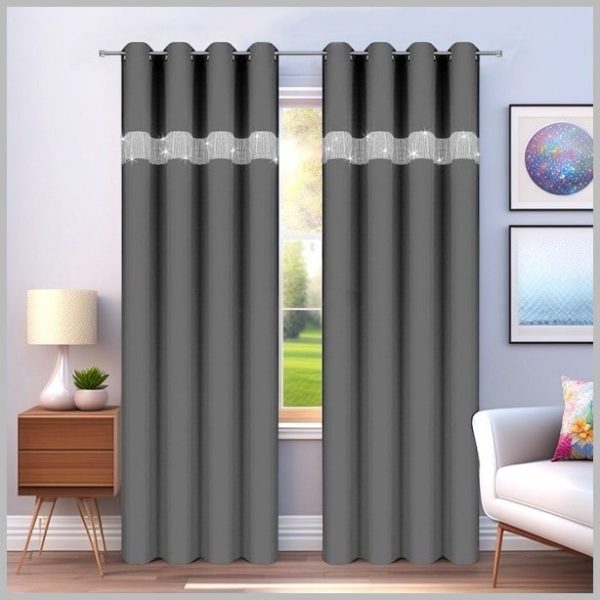 Glow Thuis - vitrage gordijn - ringen - grijs kleur - Zirkonia band - 145x250 cm