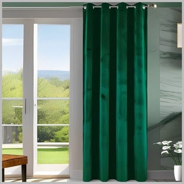 Flesgroen fluwelen verduisterend gordijn 150x250 cm met metalen ringen, luxe velours afwerking