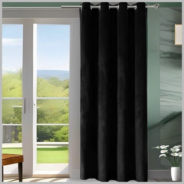 Zwart fluwelen verduisterend gordijn 150x250 cm met metalen ringen, zachte velours stof