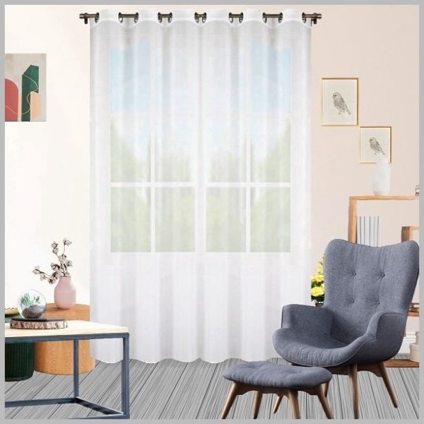 witte vitrage, voile gordijn, vitrage 200x250, gordijn met ringen, modern gordijn, Glow Thuis gordijnen, Scandinavisch interieur, lichte raamdecoratie