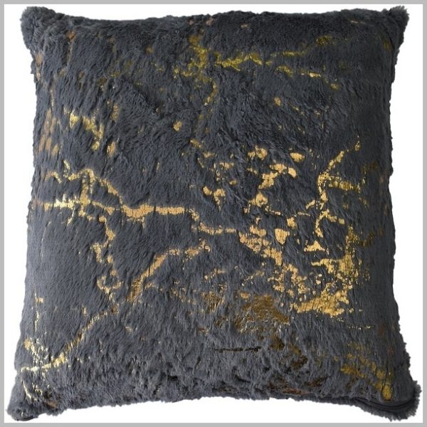 GZ4.2 (Glow Thuis - Velvet Kussenhoes -Grijs kleur met gouden ontwerp -Kussenloop 40x40 cm)