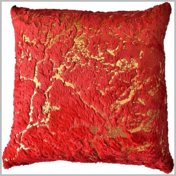 GZ4.3 (Glow Thuis - Kussenhoes 40 x40 cm - Rood met gouden design - Exclusief Binnenkussen)