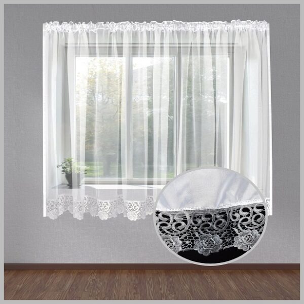 Glow Thuis - Vitrage - Dubbele kleur Guipure - Kant en klaar vitrag - Voile - Wit - 500x150 cm