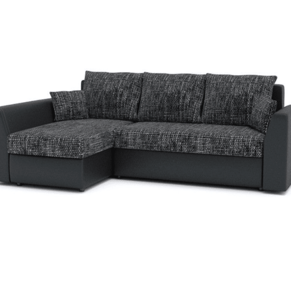 🛋️ Hoekbank  B As en Zwart - Met 2 opbergruimte - Bank met Bedfunctie   ----------------🚚--------- Levertijd 1-3 weken
