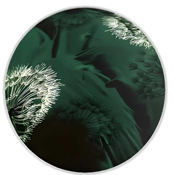 donkergroen dekbedovertrek met paardenbloem print 200x220 van Glow Thuis