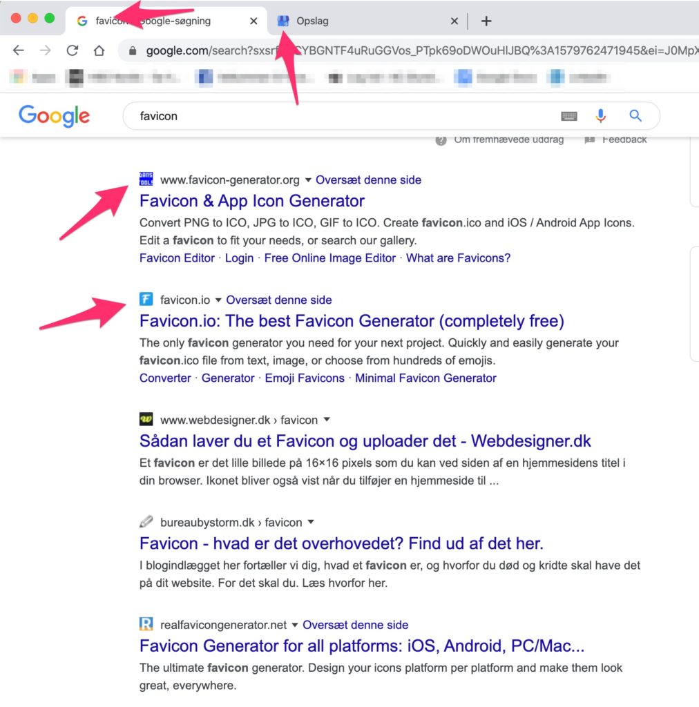 favicon i Google søgeresultater ser sådan her ud