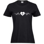 Heartbeat | Ladies Sof T-Shirt | Black | White print