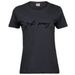 Just Pray | Ladies Sof T-Shirt | Dark Grey | Black print