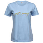 Just Pray | Ladies Sof T-Shirt | Light Blue | Gold print