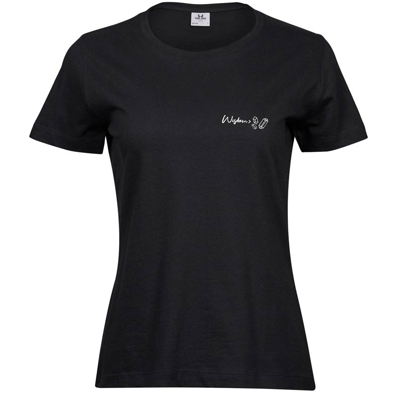 Wisdom | Ladies Sof T-Shirt | Black | White print | Small