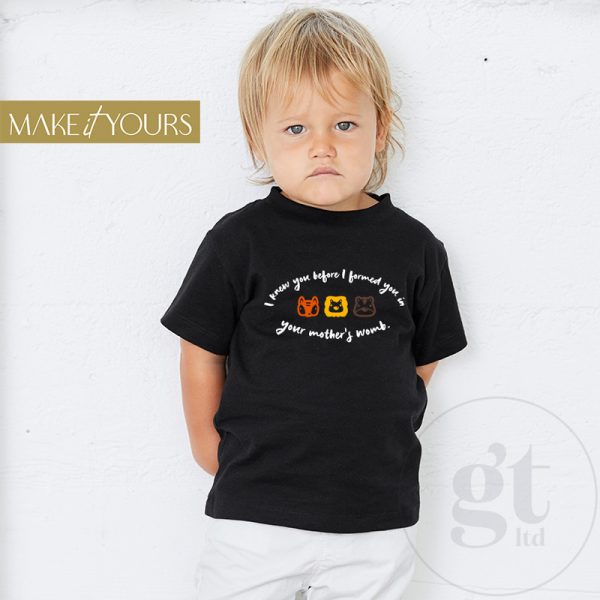 I Knew You | Toddler Crew Neck T-Shirt | Black | White Print | Go Tell Ltd