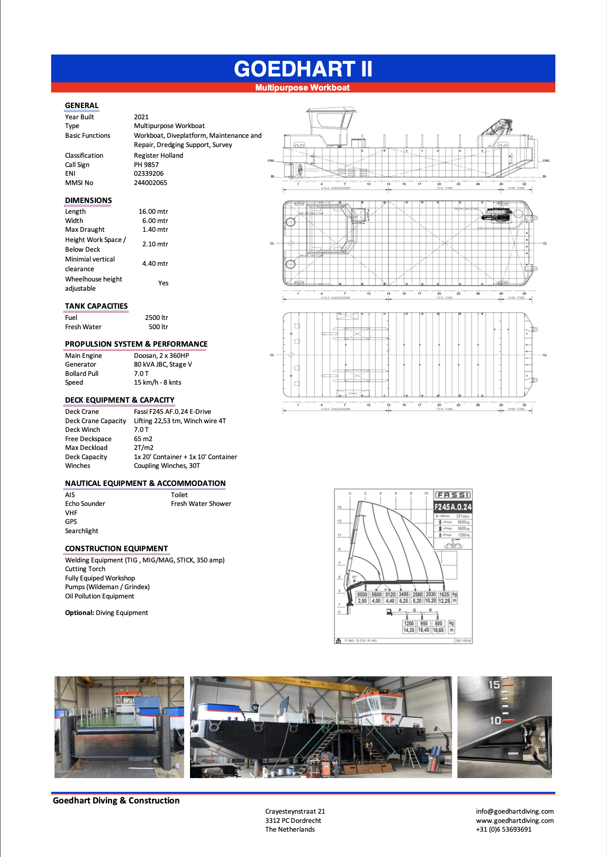 Goedhart II Specification sheet
