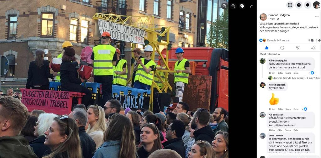 Västlänken hånades i Chalmeristernas traditionella tåg Genom Göteborg på Valborg.