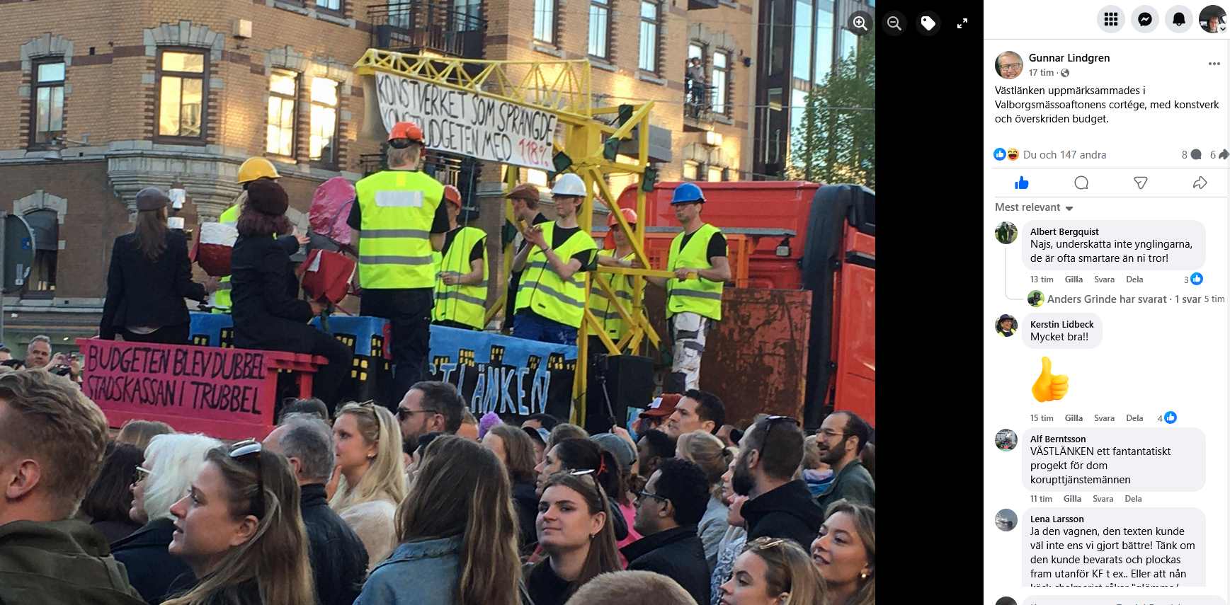 Västlänken hånades i Chalmeristernas traditionella tåg Genom Göteborg på Valborg.