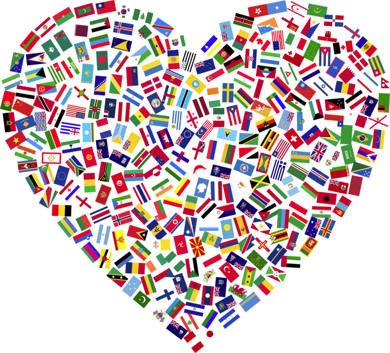 heart, flags, countries